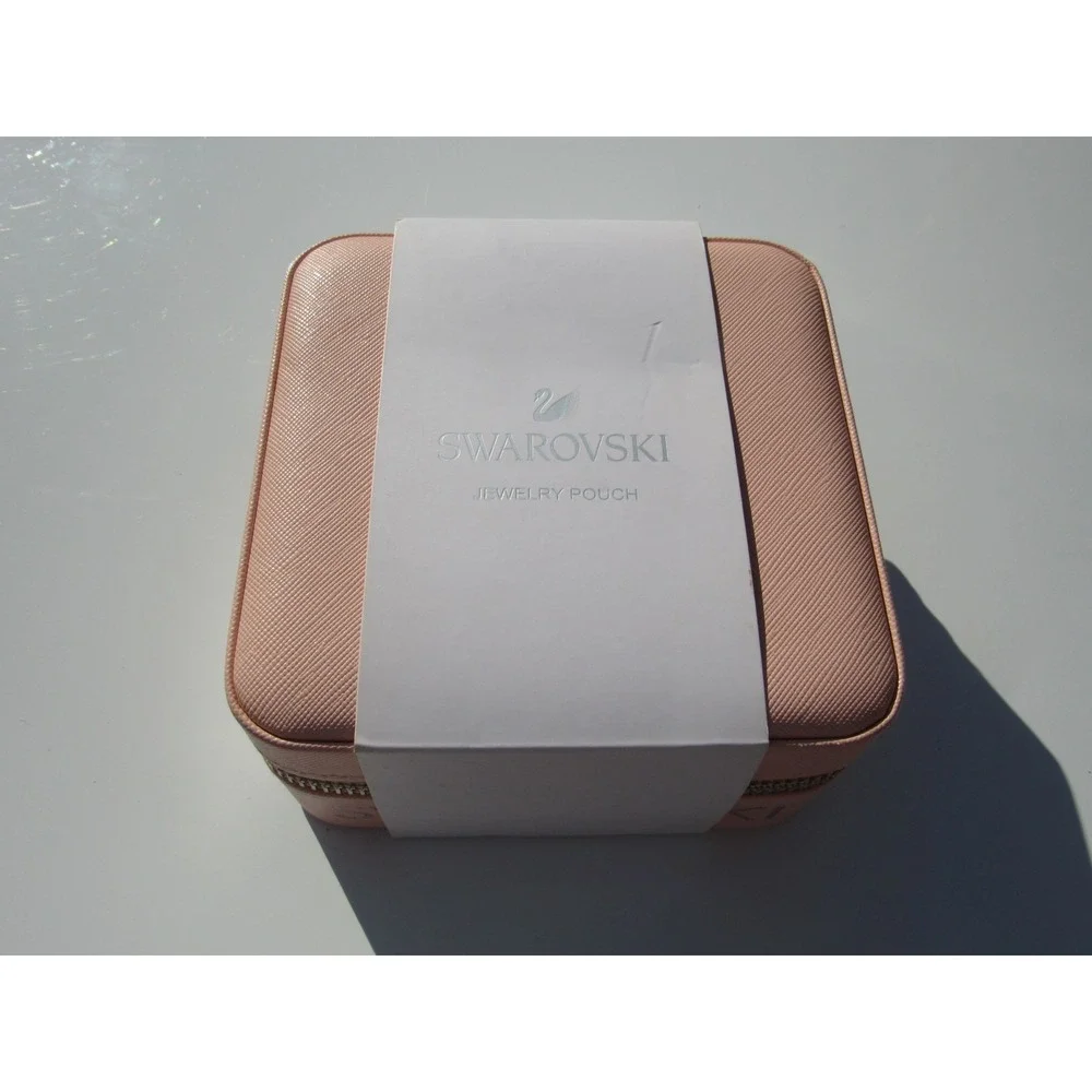 Swarovski Pink Travel Jewelry Pouch Box Organizer with Mirror & Zipper New